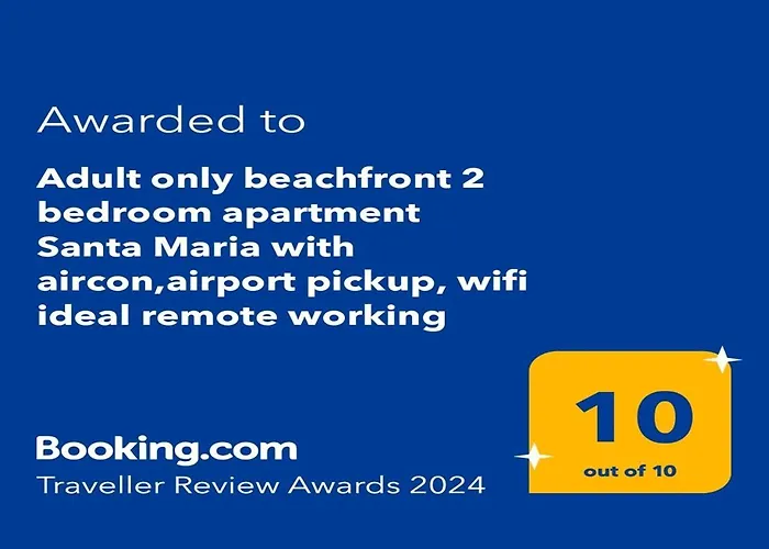 Adult Only Beachfront 2 Bedroom Apartment Santa Maria Airport Pick Up, Aircon, Unlimited Wifi Ideal For Remote Working And Long Stay